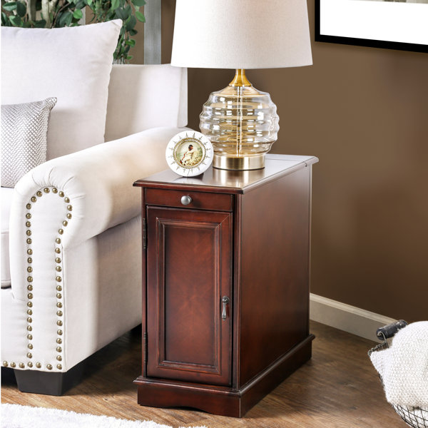 Lark Manor Korhonen 24'' Tall Tray Top Block End Table and BuiltIn Outlets & Reviews Wayfair